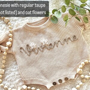 Personalized Hand-Embroidered Knit Sweaters Onesie Bodysuit for Baby / Baby Shower Gift image 4