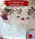 DIY Hand Embroidered Reindeer Sweater Full Kit to DIY a personalized sweater for babies, kids, or toddlers
