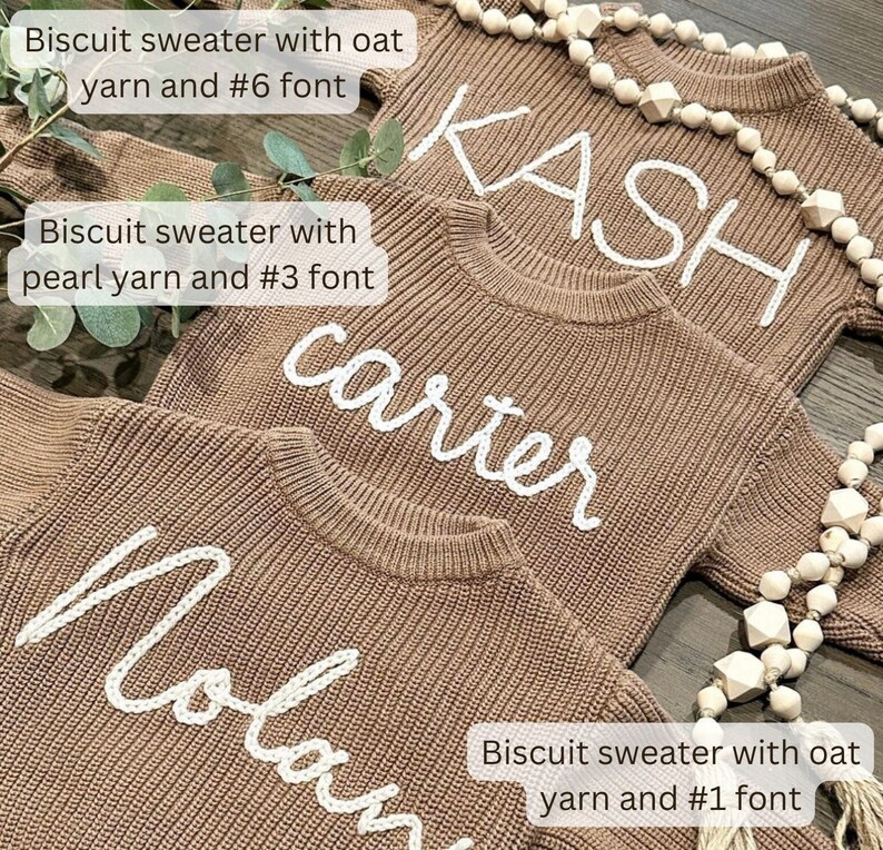 Neutral Handembroidered Knit Sweaters / Baby Sweater / Toddler Sweater