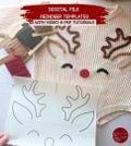 Digital File Reindeer Rudolph Embroidery Patterns for DIY Sweater or Denim / Printable Stick and Stitch Designs