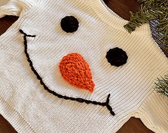 Christmas and Holiday Hand Embroidered Sweater for Babies, Toddlers, and Kids / Personalized Name or Snowman Design