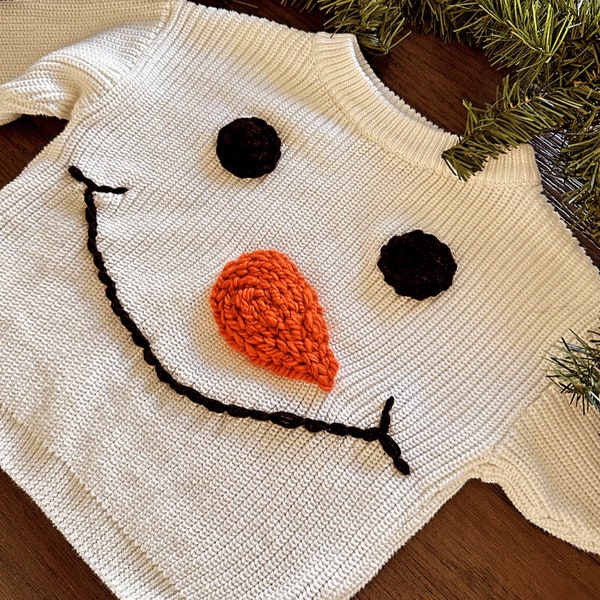 Christmas and Holiday Hand Embroidered Sweater for Babies, Toddlers, and Kids / Personalized Name or Snowman Design