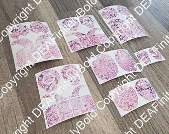 Pink Purple Hearts: Skins for MedEl, Cochlear, Advanced Bionics, Oticon, Phonak, and Dexcom