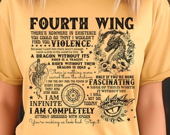Camiseta con citas de libros de la cuarta ala / Camisa Comfort Colors / Regalo librero