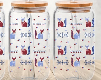 Fox Glasmugg (473 ml) med bambulock och sugrör i glas