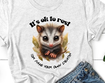 Grappig grafisch T-shirt opossum: It's Ok to Rest, uniseks T-shirt