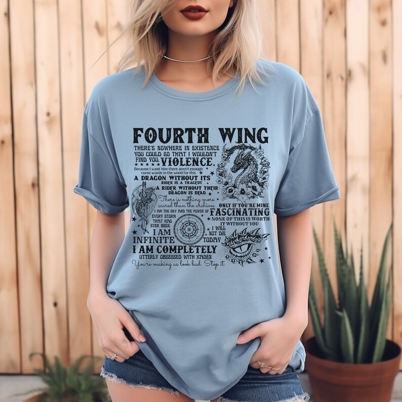 Fourth Wing Book Quotes T-shirt | Comfort Colors Shirt | Bookish Gift image 3