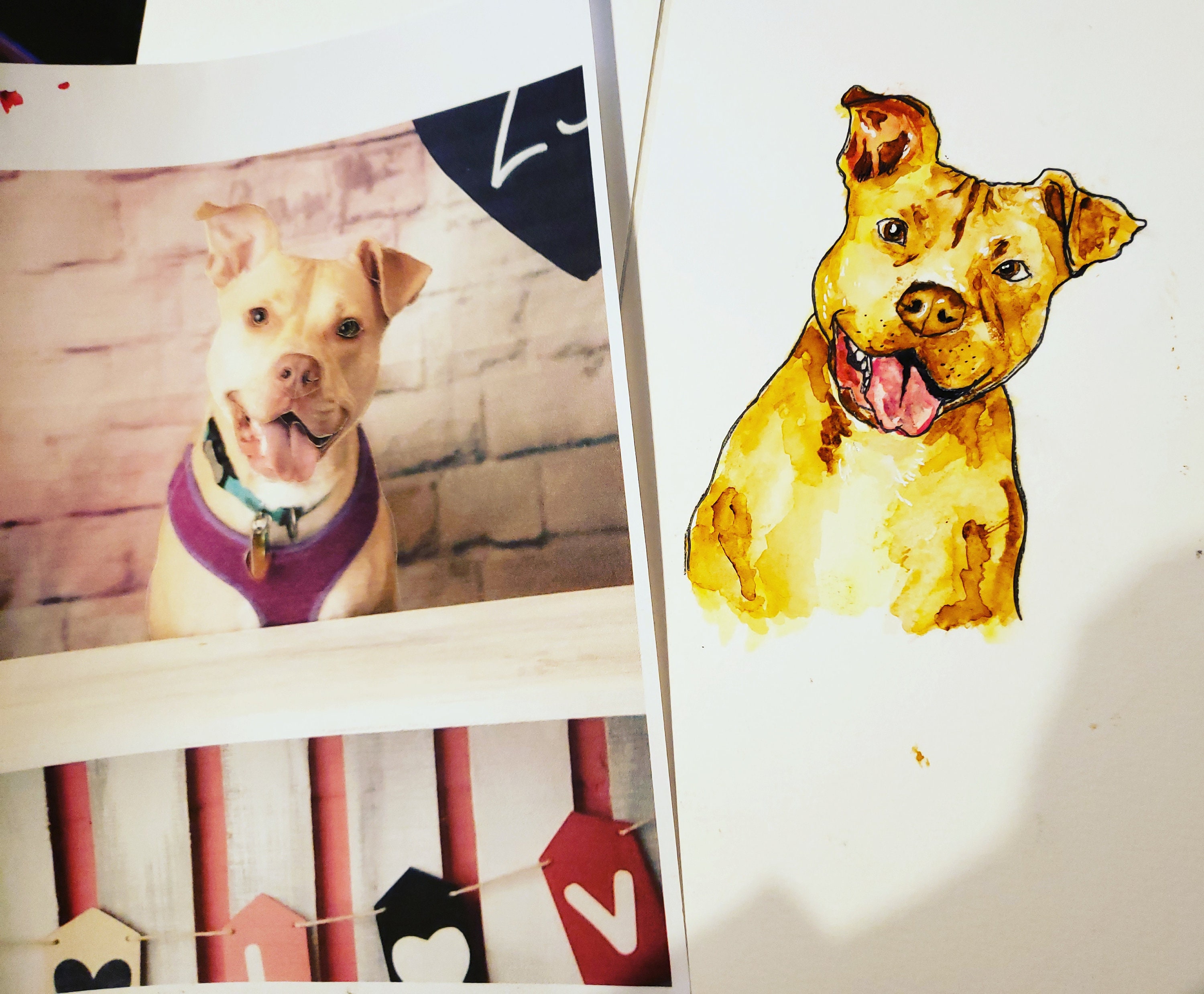 Custom pet watercolor paintings | Etsy