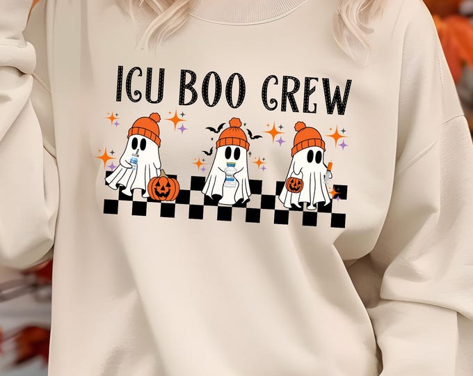 Featured listing image: ICU Boo Crew Halloween Healthcare Nurse Doctor Fall Sweatshirt Tshirt