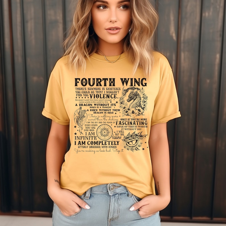 Fourth Wing Book Quotes T-shirt | Comfort Colors Shirt | Bookish Gift image 1