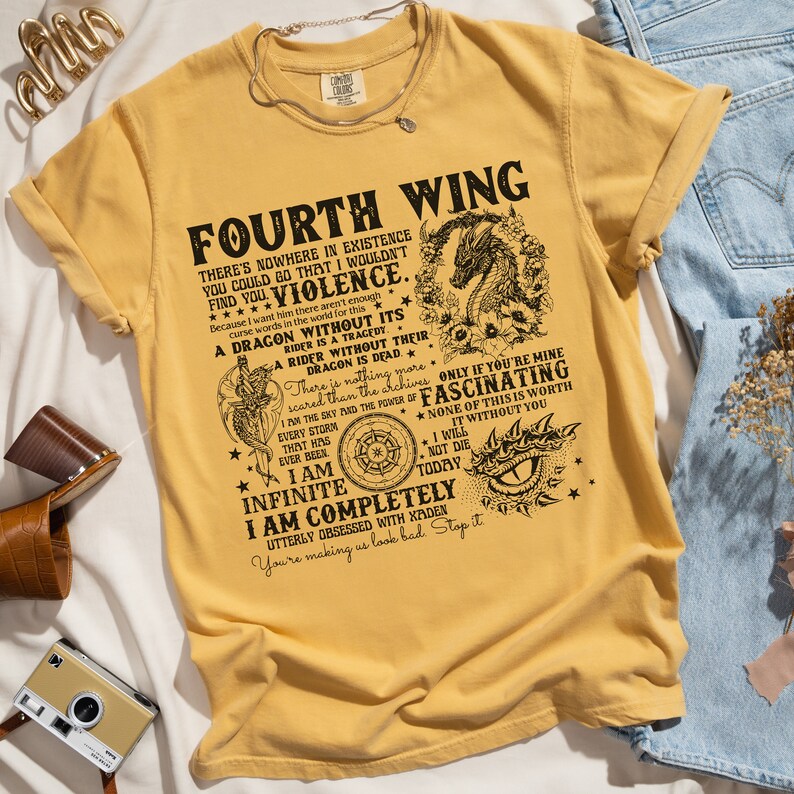 Fourth Wing Book Quotes T-shirt | Comfort Colors Shirt | Bookish Gift image 5