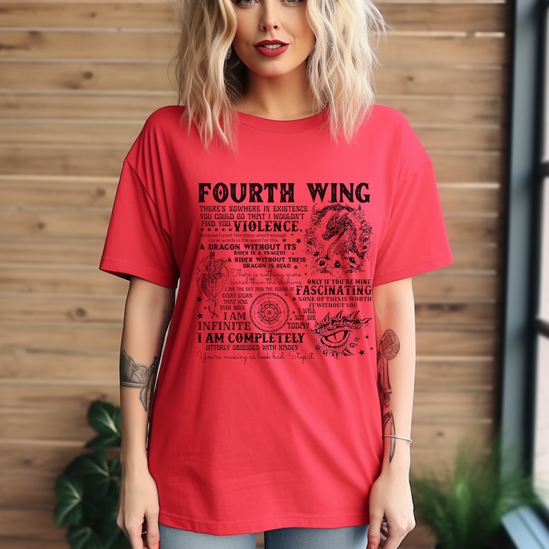 Fourth Wing Book Quotes T-shirt | Comfort Colors Shirt | Bookish Gift image 2