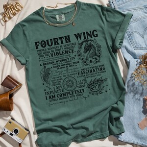 Fourth Wing Book Quotes T-shirt | Comfort Colors Shirt | Bookish Gift image 4