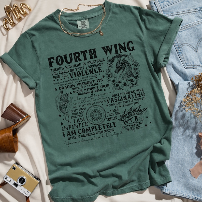 Fourth Wing Book Quotes T-shirt | Comfort Colors Shirt | Bookish Gift image 4