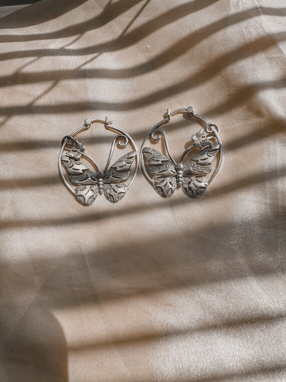 Vintage butterfly hoops 925 Sterling Silver