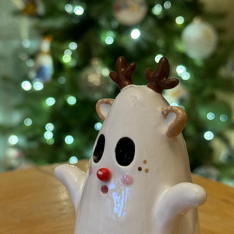 Rudolph the Red Nosed Ghost - Big Ceramic Figure - Etsy