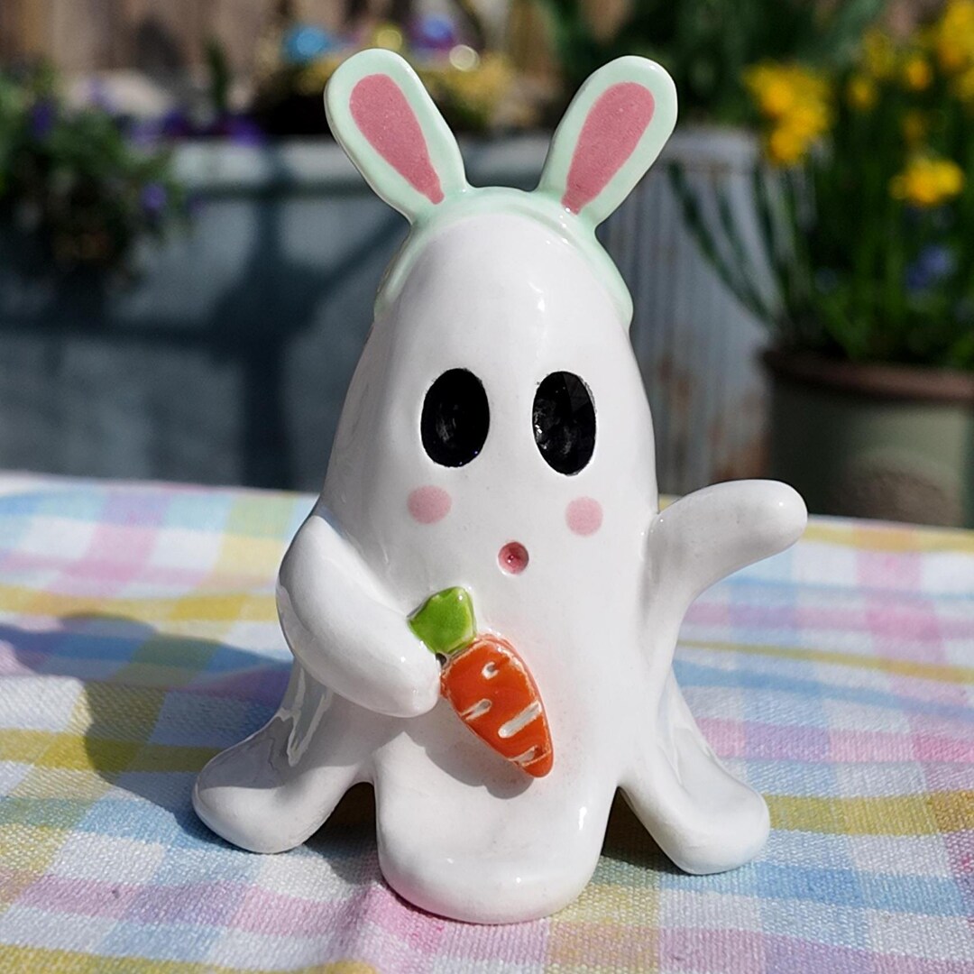 Mint Boo Bunny Ghost - Medium Ceramic Figure - Etsy