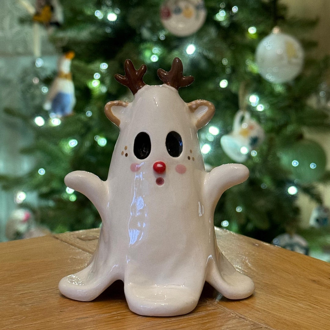 Rudolph the Red Nosed Ghost - Big Ceramic Figure - Etsy