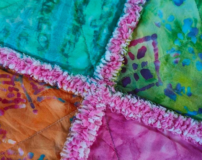 Beautiful Batik quilt of Many Colors Etsy