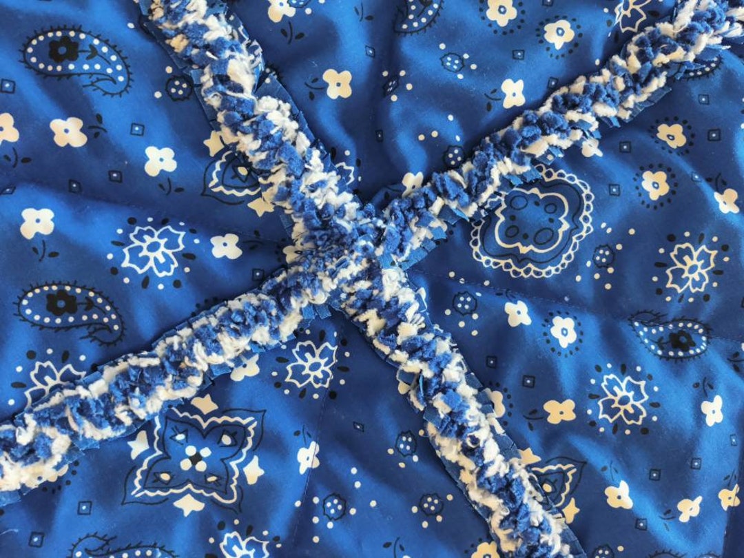 Bandana Rag Quilt, Bandana Flannel Quilt,country Rag Quilt,blue Rag