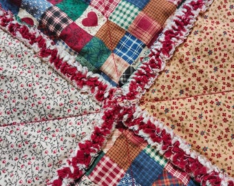 Pure Country rag quilt, Country red flannel quilt, Heart of the Country quilt