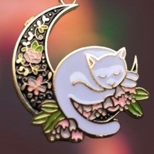 Handmade Circular Moon Cat Keychain Keyring Gift Present Stocking Filler MT024
