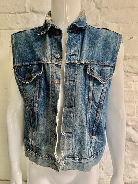 1970s Levis Denim Waistcoat with 'Upscaled' Tiger… - image 2