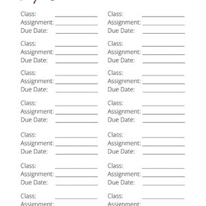 College Course Printable Planner - Etsy