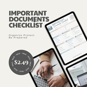 Important Documents Checklist Printable, Personal Records Organizer, Family Paperwork Tracker, Home Binder & Document Checklist