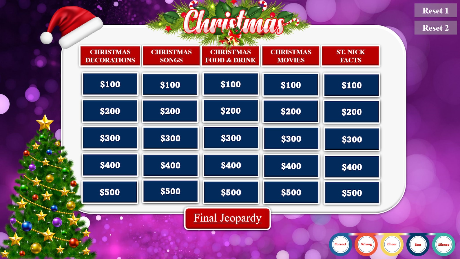 Best Christmas Jeopardy Game With Scoreboard Christmas Etsy