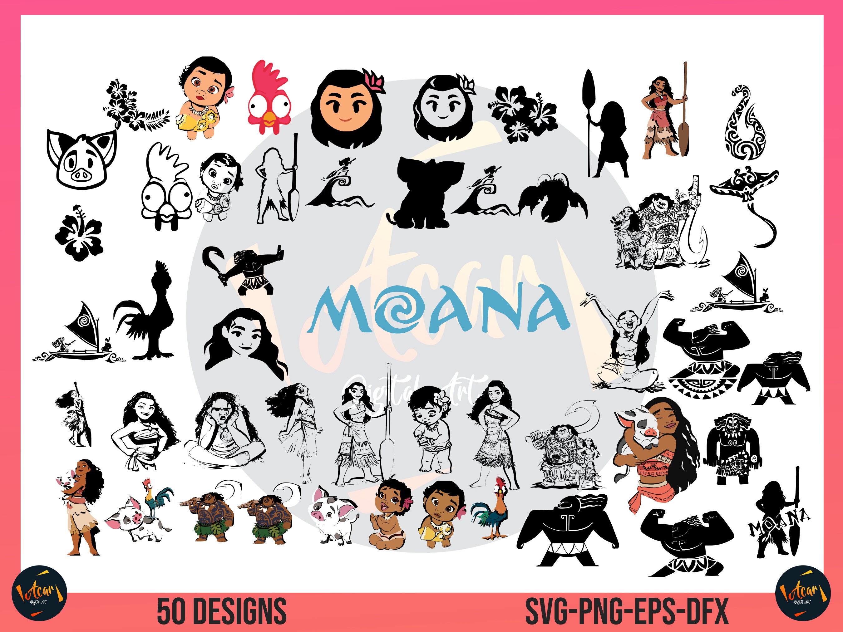 Moana SVG BUNDLE Moana Svg and Png Bundle Layered SVG - Etsy
