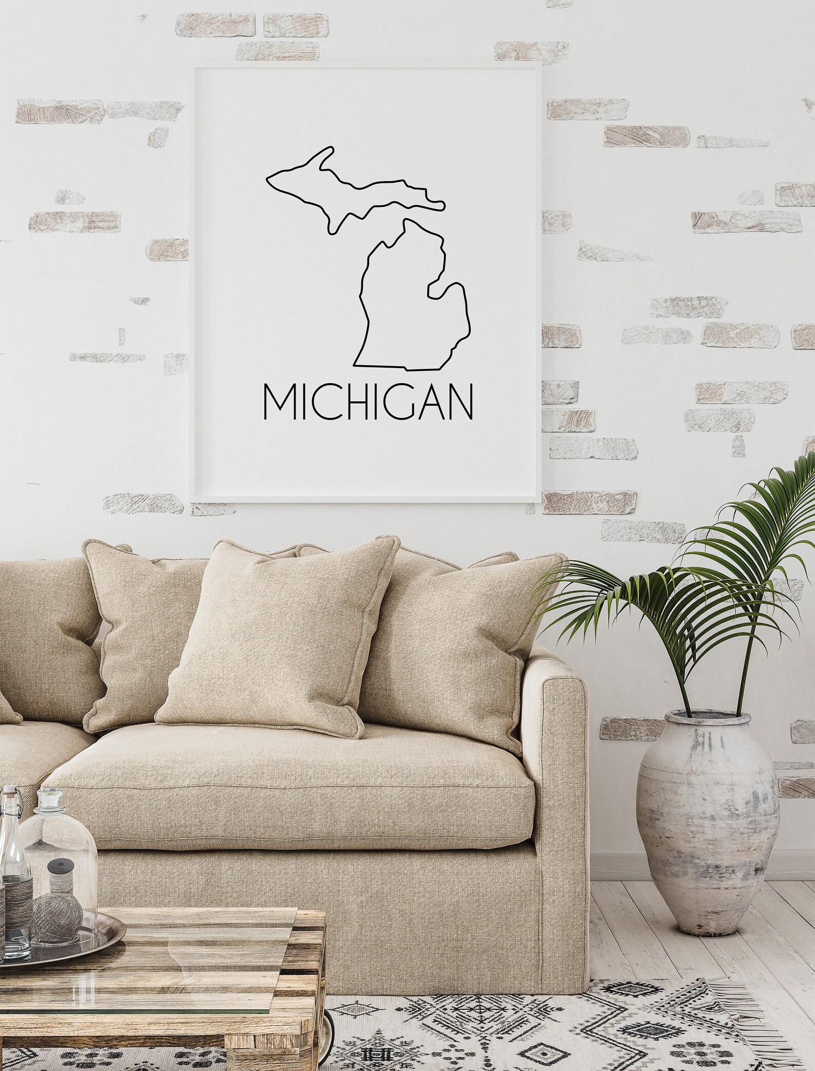 Michigan Print Michigan State State Wall Art Wall Art Etsy