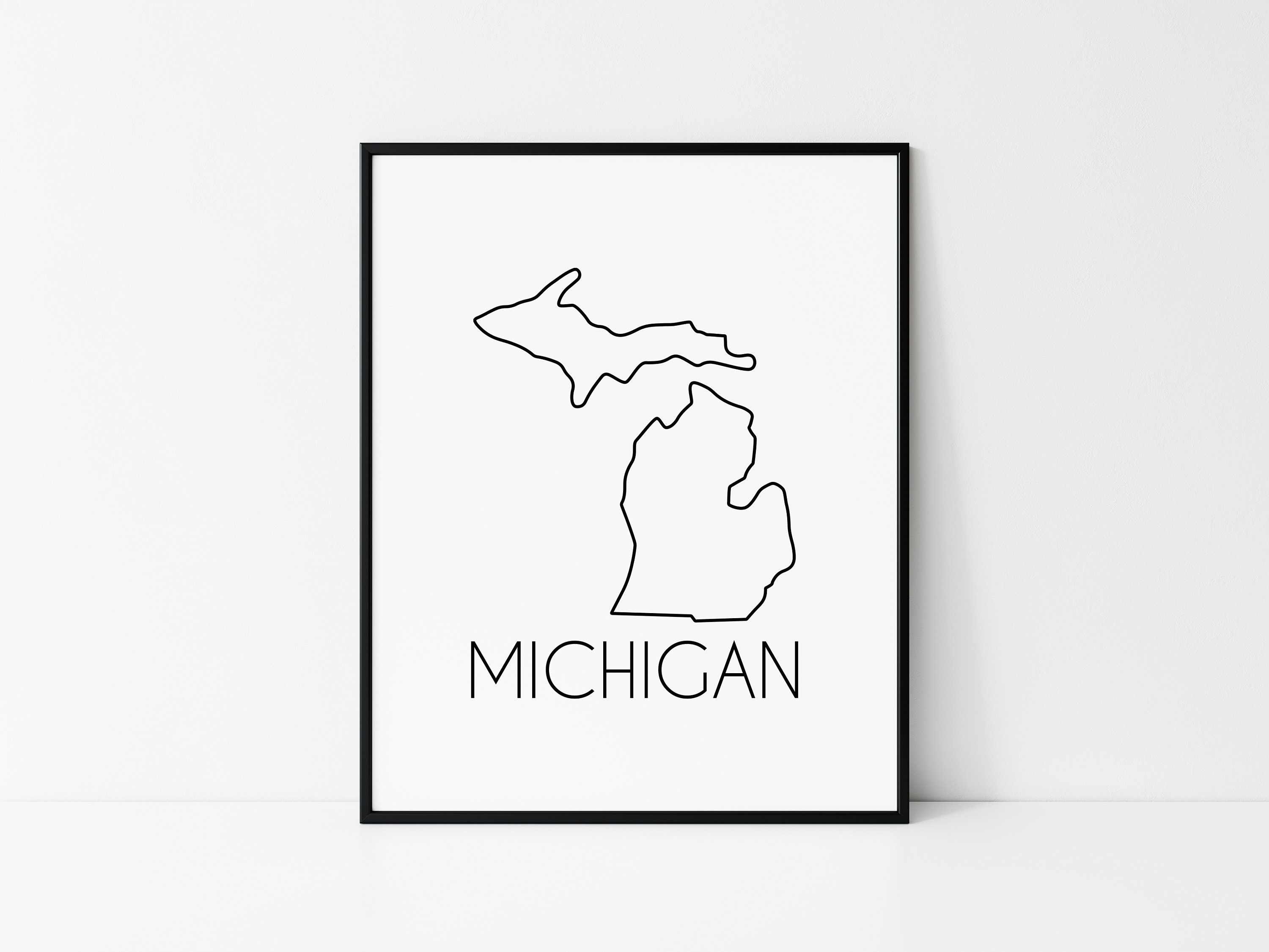 Michigan Print Michigan State State Wall Art Wall Art Etsy