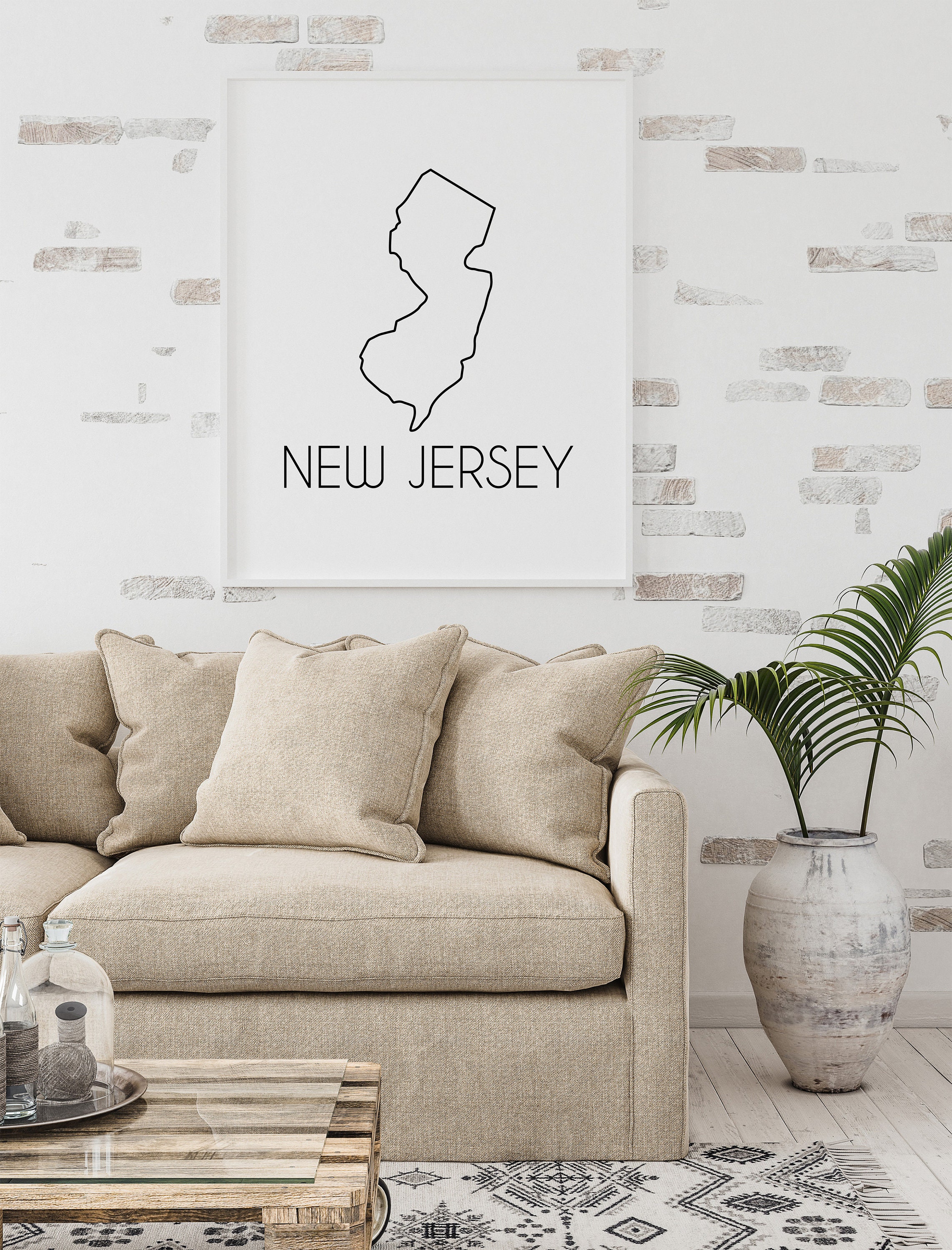 New Jersey Print New Jersey State State Wall Art Wall Art Etsy