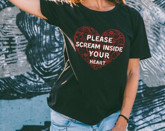 Please Scream Inside Your Heart black heart tattoo styled stickers