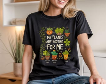 Maglietta o felpa con piante carine – "Le mie piante fanno il tifo per me" – Maglietta con divertente gioco di parole botanico, regalo per gli amanti del giardinaggio, abbigliamento per genitori di piante