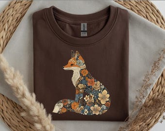Whimsical Fox Butterfly T-Shirt – Nature Animal Graphic Tee – Boho Woodland Wildlife Shirt – Cute Cottagecore Forest Animal Gift – Soft Tee