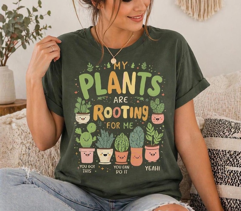 Söt växttröja eller sweatshirt – "Mina växter hejar på mig" – Rolig botanisk ordvits, gåva för trädgårdsälskare, kläder för växtföräldrar bild 1