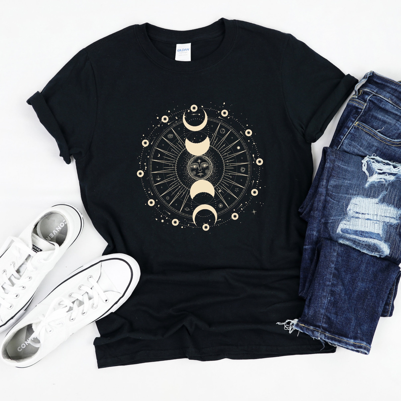 Sun Moon Stars Tee Celestial Tee Graphic Tee Sun Shirt One | Etsy