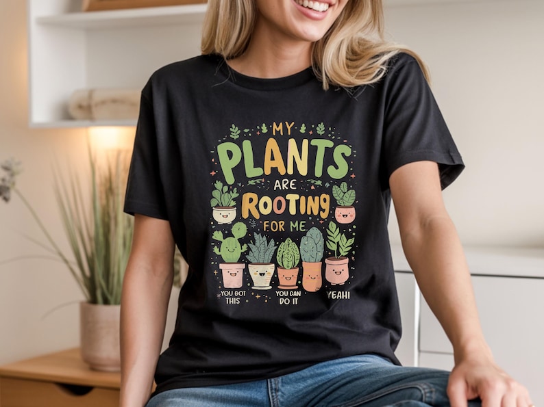 Söt växttröja eller sweatshirt – "Mina växter hejar på mig" – Rolig botanisk ordvits, gåva för trädgårdsälskare, kläder för växtföräldrar bild 4