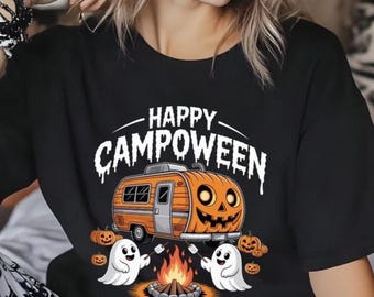 Happy Campoween T-Shirt: Spooky Halloween Camping Tee