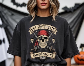 Rolig piratskallegrafik-tröja: Låt piratupptågen börja