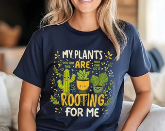 Maglietta o felpa con piante carine – "Le mie piante fanno il tifo per me" – Maglietta con divertente gioco di parole botanico, regalo per gli amanti del giardinaggio, abbigliamento per genitori di piante