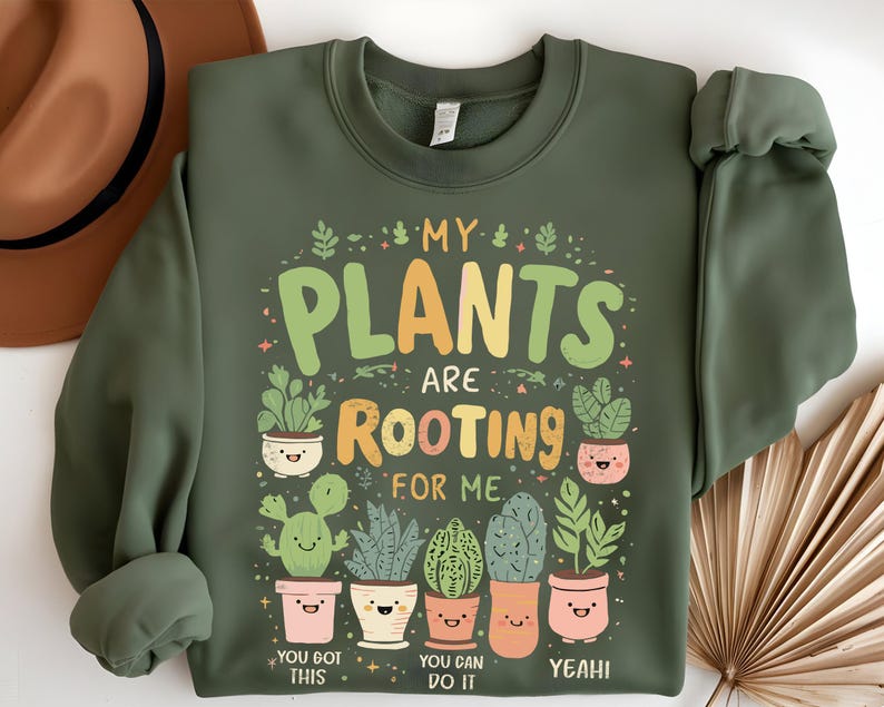 Söt växttröja eller sweatshirt – "Mina växter hejar på mig" – Rolig botanisk ordvits, gåva för trädgårdsälskare, kläder för växtföräldrar bild 2