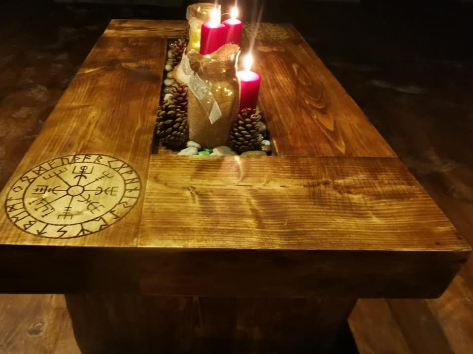 Rustic railway sleeper coffee table with candle pit Etsy
