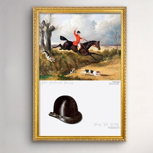 Vintage Horse Jumping Print Wall Art Decor - J.F. Herring's "Foxhunting Cleaing a Ditch"