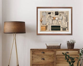 Vintage Horse Riding Equipment Art Print: Equestrian Wall Decor