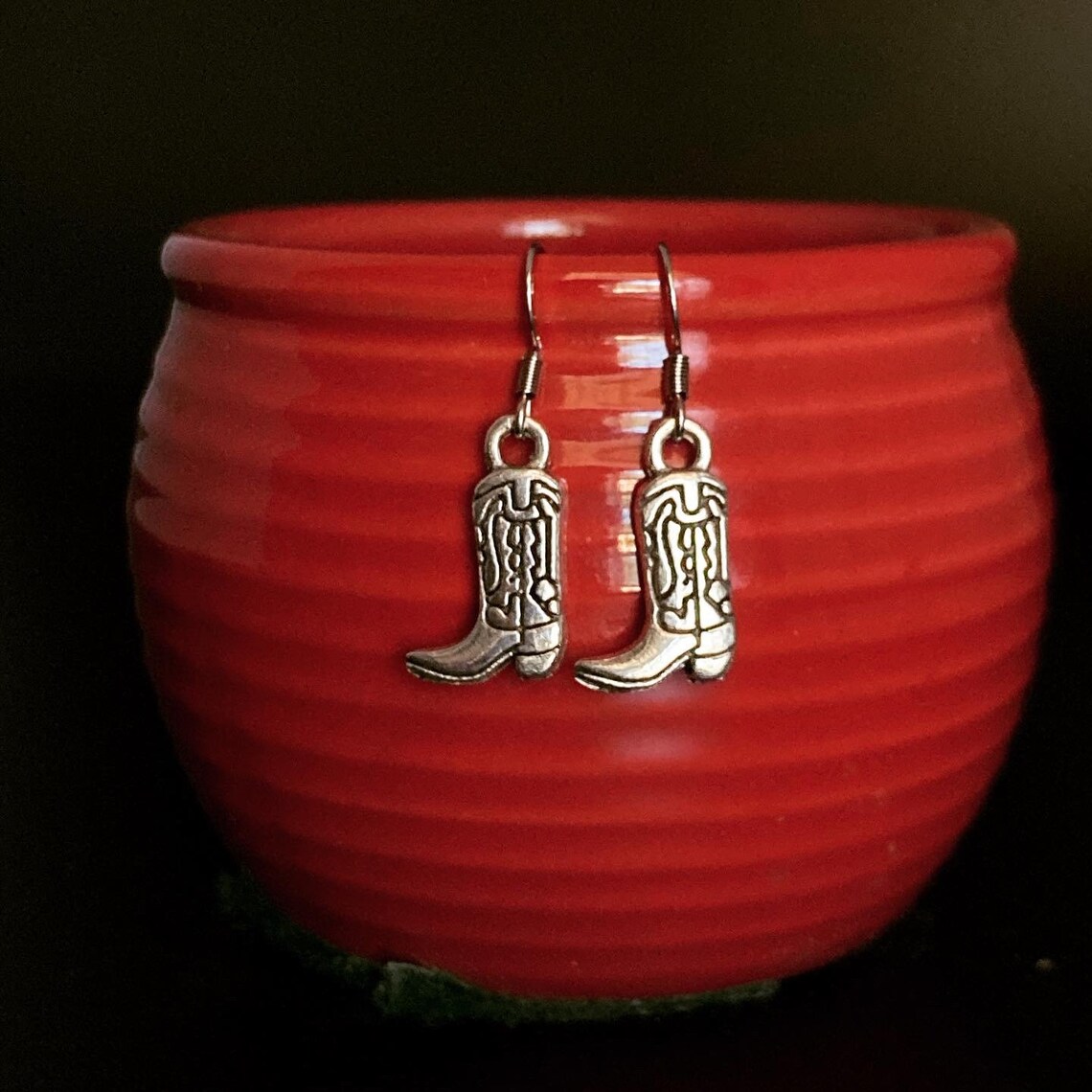 Small cowboy boot earrings Etsy
