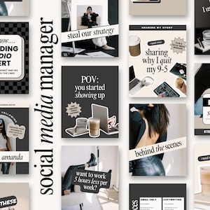 Social Media Manager Templates - Canva Templates for Coaches - Social Media Marketing  - Portrait Instagram Post Templates - Carousel Posts