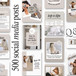 500 Social Media Manager Templates - Canva Templates for Coaches - Social Media Marketing  - Portrait Instagram Templates - Carousel Posts